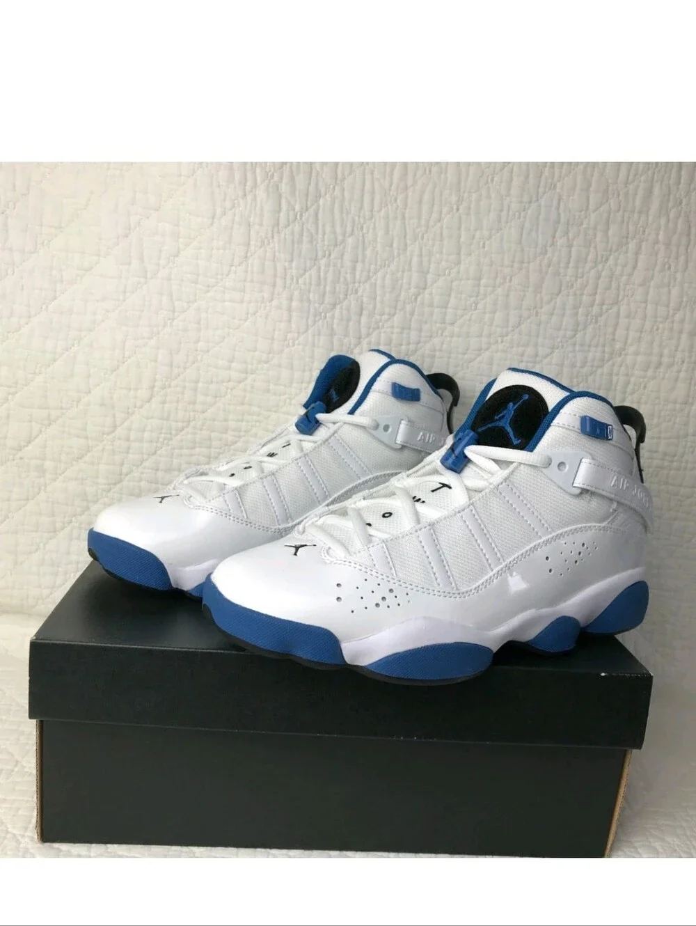 Size 12 - Air Jordan 6 Rings White Dark Marina Blue,Smooth Shoes